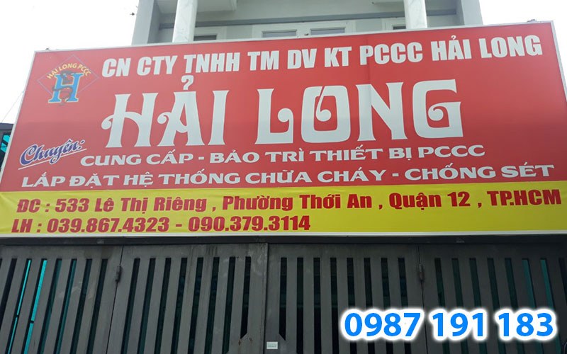 Thay bạt bảng hiệu mới cho công ty Hải Long